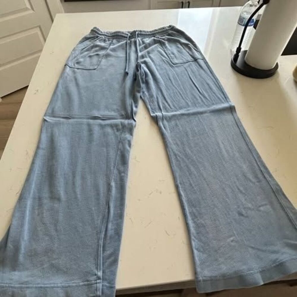 light blue J CREW wide leg jogging pant